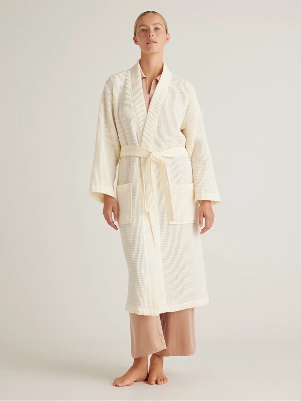Haven Well Within Cotton Waffle Robe - Ivory - Size M